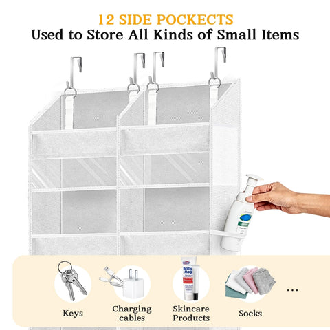 Ofiray-Home Over The Door Storage Organiser – 5-Tier, 10 Compartments, Pink Hanging Storage with 10 Side Pockets