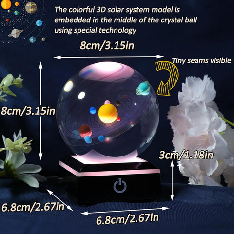 Close-Up of 3D Solar System in Crystal Ball Displayed on a Table