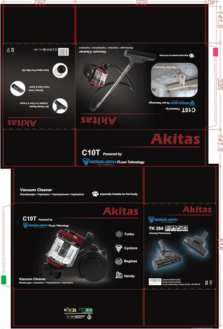 Akitas C10T Turbo Pet Hair Vacuum Cleaner 850W Bagless Cylinder with German Wessel Werk Spinning Brush – Cat & Dog Hair Remover