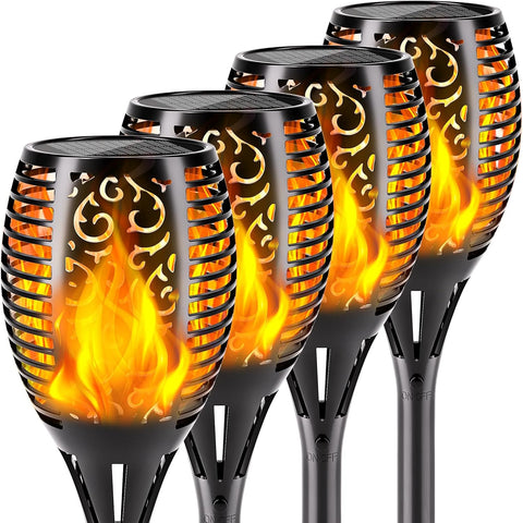 Upgraded Solar Torch Lights 4 Pack, 43" 96 LED Waterproof Outdoor Dancing Flames, Auto On/Off Dusk to Dawn Flickering Landscape Lighting for Pathway Yard Patio Garden Decoration.