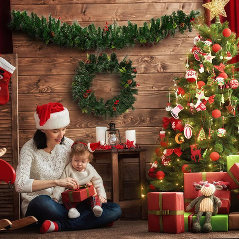 Christmas Garland with Lights 1.8M for Stair and Fireplace