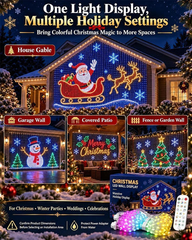 3m x 3m Smart RGB Christmas LED Curtain Lights – 400 LED Outdoor Wall & House Net Lights with App, Remote, Timer & Custom Patterns - Turn Your Home Into a Christmas Light Show