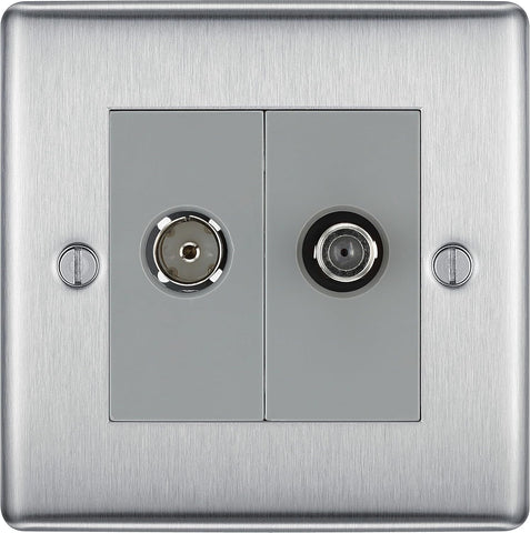 BG Electrical Double Co-Axial and TV/FM Socket