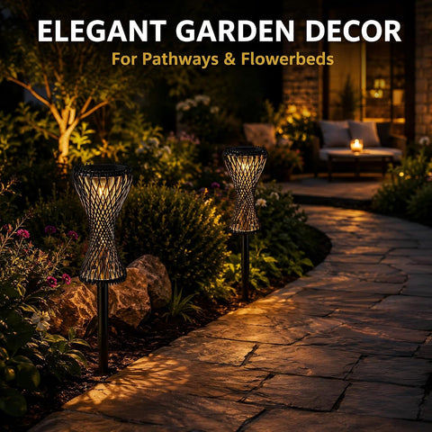 Solar Pathway Lights Outdoor Waterproof, Twisted Rattan Shadow Lights