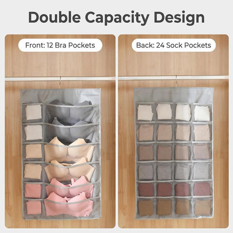 Comforso Double-Sided Hanging Storage Organiser – 36 Mesh Pockets for Wardrobe, Door and Bathroom, 80 × 50 cm