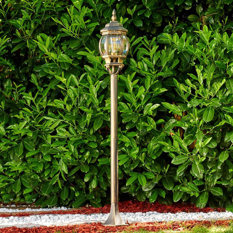 Konstsmide Outdoor Light Firenze Triple Column Outdoor Light/ 2.2m High/ 3 x 100 W E27 Max Lamp Post/Clear Glass/Aluminium/ IP43/ Outside Light Green