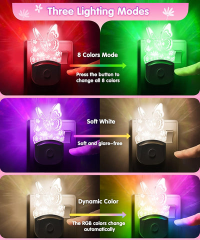 LED butterfly night light for girls’ room decor

