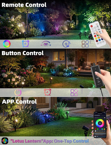 6Pack LED Garden Spike Lights Mains Powered, 24V RGB + Warm White