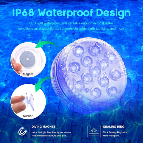4 Pack RGB Waterproof Submersible LED Underwater Lights with Remote Control – Battery Operated Colour Changing Lights for Vases, Bowls, Ponds, Pools & Aquariums