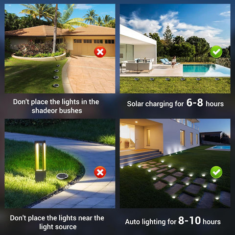 Peasur - Solar Ground Lights Outdoor, 16 Pack Solar Powered Flat Disk Lights, IP68 Waterproof, Anti-Rust, Landscape Lighting for Pathway, Garden