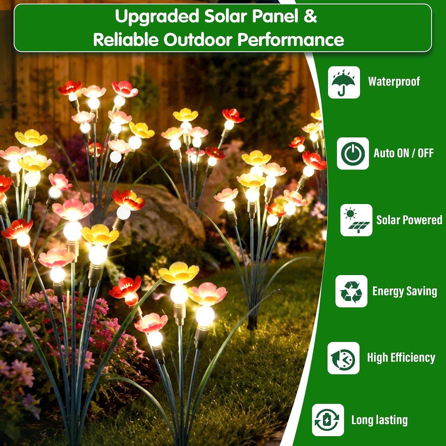 Solar Swaying Flower & Firefly Garden Lights (4 Pack)