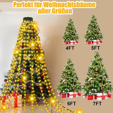 400 LED Waterfall Christmas Tree Lights – Warm White, 2.5m × 16 Strands – UK