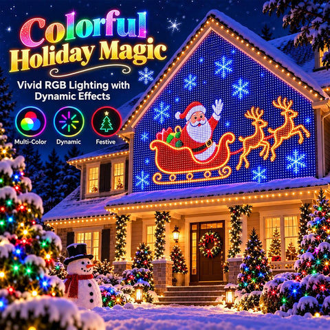 Animated Christmas LED Curtain Lights – Smart RGB Net Lights with Remote, 6 Lighting Modes & Timer for Festive Outdoor Displays – Turn Your Home into a Christmas Light Show