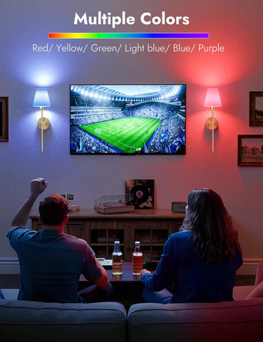 5200mAh Battery Operated Wireless Wall Lights Set of 2, 60CM Rechargeable Wall Lights with Dimmable Detachable Bulbs and Remote, 12-Color Wall Sconce Lighs for Bedroom Living Room Gold