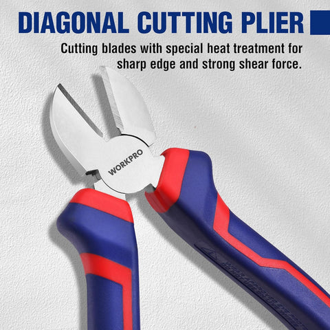 WORKPRO 3 Piece Pliers Set Carbon Steel Soft Grip