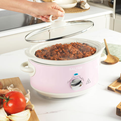 Salter Retro Pink 3.5L Slow Cooker – Electric Ceramic Pot 200W