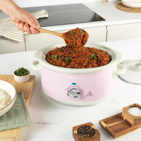 Salter Retro Pink 3.5L Slow Cooker – Electric Ceramic Pot 200W