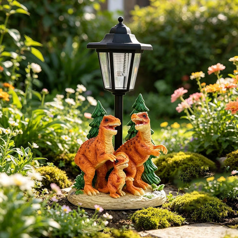 Solar Dinosaur Statue, Waterproof Resin Garden Sculpture, Outdoor Light 1pc