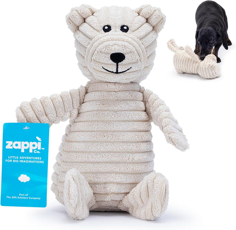 Zappi Co Bear Plush Dog Toy with Squeaker