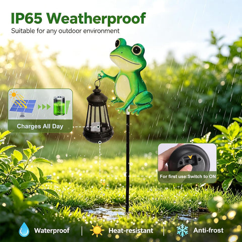 Solar Frog Garden Stake Light, Outdoor Solar Lantern Waterproof Mom Gift