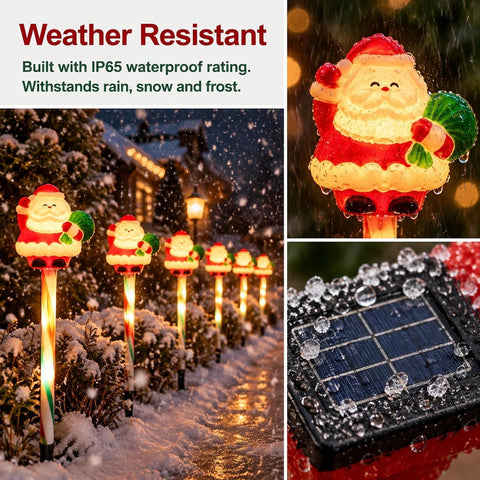 5 Pcs Solar Christmas Lights Outdoor, Christmas Pathway Lights, Garden Stake with Santa Snowman, 8 Modes Waterproof LED Outdoor Path Light for Yard Patio Decor