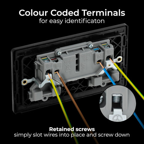 BG Electrical Double Switched Power Plug Wall Socket, Screwless, Evolve, Polished Copper, 13A, PCDCP22B