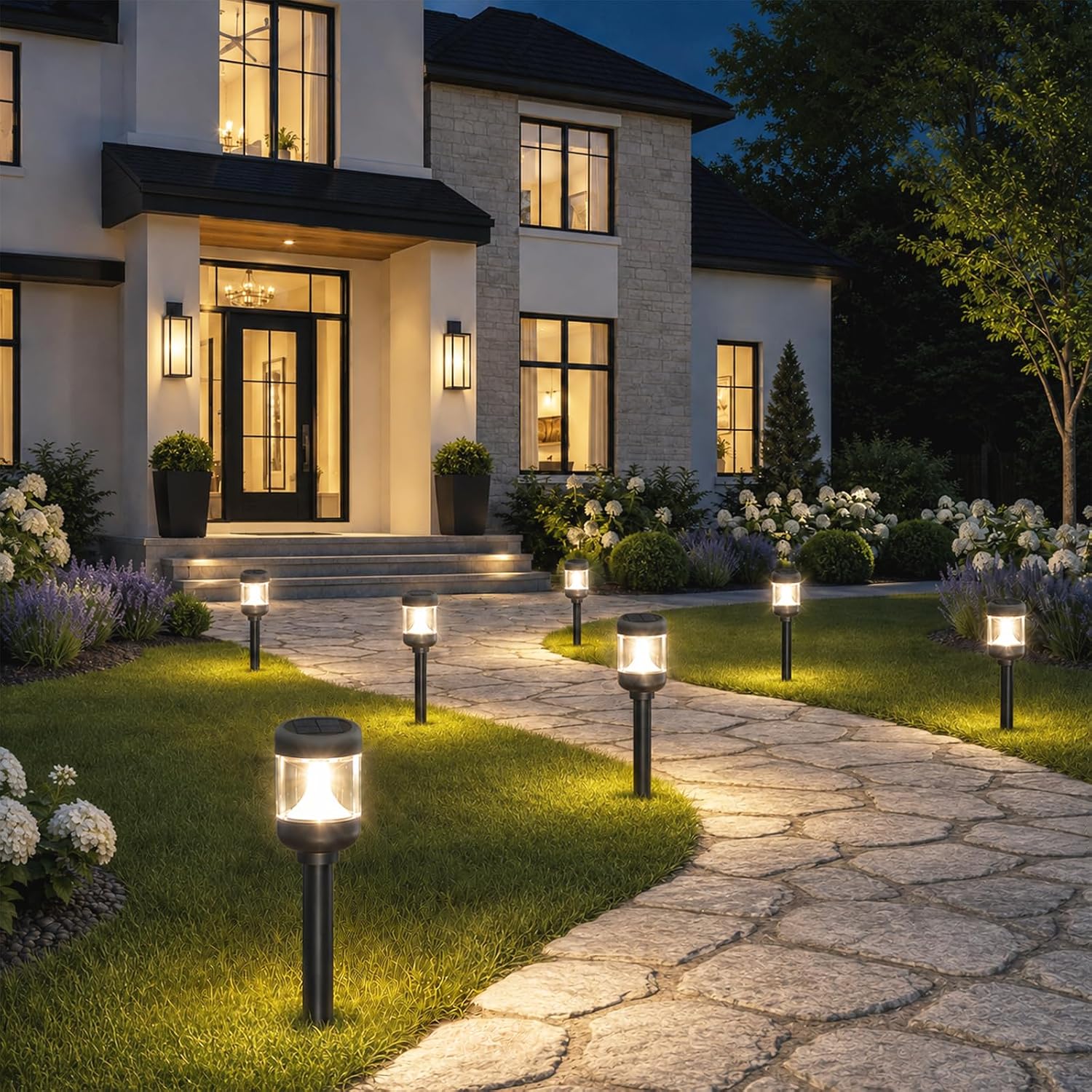 Solar Lights Outdoor Garden 4 Pack Solar pathway Lights warm white LED
