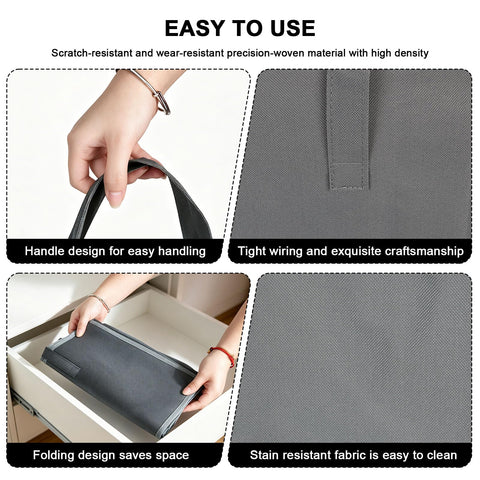 Hbzunt 2 Pack Clothes Hanger Storage Bags, Foldable Oxford Fabric Organisers with Carry Handles for Wardrobe Hanger Storage, Black
