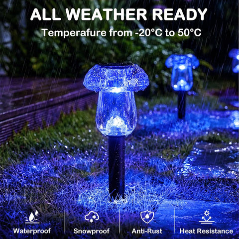 Solar Halloween Lights Outdoor 8 Pack Blue Garden Mushroom Decor