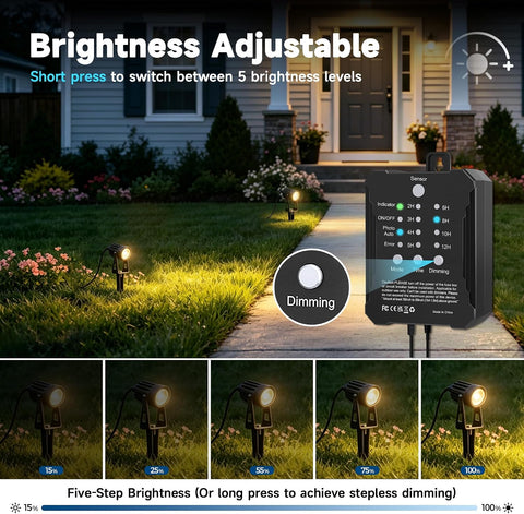 MALORY Garden Lights Mains Powered, 16.5M, 6-in-1 Outdoor LED Spotlight with Transformer, 2700K Warm White, IP65 Waterproof Garden Spike Lights Pathway Lighting for Lawn, Yard, Driveway