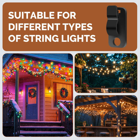 BQMEZRNUS 50 Pack Q-Hanger Screw-In Hooks with Safety Buckles – Black PP and Stainless Steel Hooks for String Lights, Plants, Garden, Garage & Party Decorations