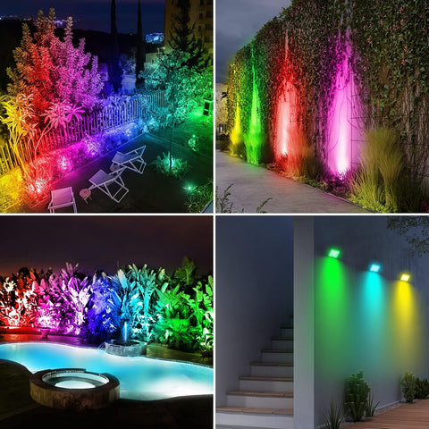 T-SUN 6-in-1 Garden Spot Lights Mains Powered, Remote & App Control, RGB