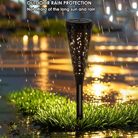 Solar Pathway Lights, 4 Piece LED with Hollow Out Waterproof Design, Landsc