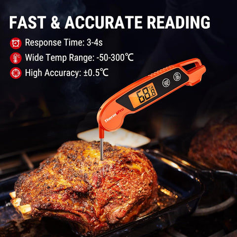 TP603 Orange Digital Meat Thermometer IPX6 Waterproof Instant Read