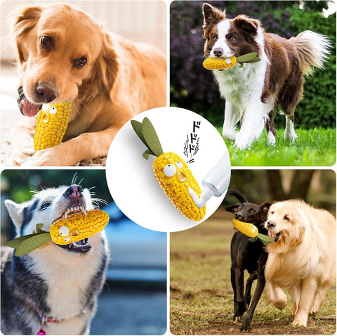 Dog Corn Chew Toy with Built-In Squeaker