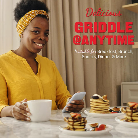 Double Mini Pancake Maker – 2 x 4-Inch Electric Griddle for Pancakes, Arepas, Cookies & Eggs – 230V UK Plug White