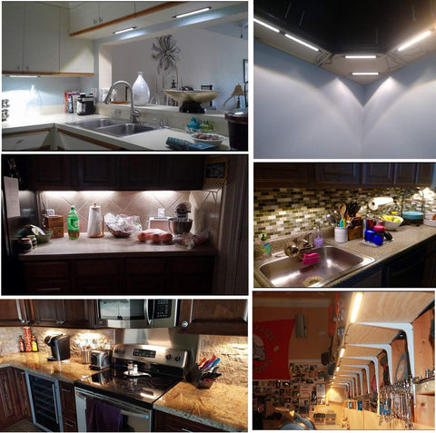 Under Cabinet LED Puck Lights Kit with Dimmer Switch 3 Bars 5000K