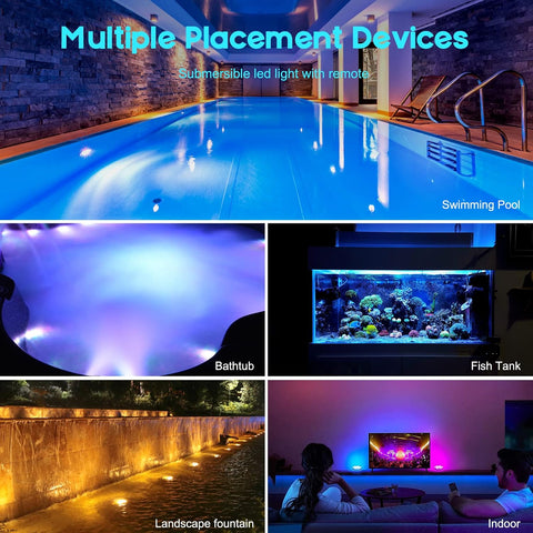 4 Pack RGB Waterproof Submersible LED Underwater Lights with Remote Control – Battery Operated Colour Changing Lights for Vases, Bowls, Ponds, Pools & Aquariums