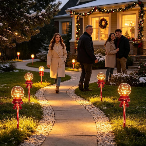 Solar Christmas Lights - Snowflake Holiday Decor, Solar Pathway Lights