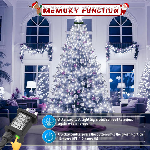 480 LED Detachable Christmas String Lights – Cold White, 3m × 16 Lines