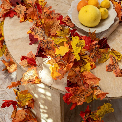 2 Pack Artificial Autumn Fall Maple Leaf Garland, 5.9Ft/Piece Fall Leaves Hanging Vine Artificial Autumn Foliage Garland Thanksgiving Decor for Home Wedding Fireplace Party Christmas