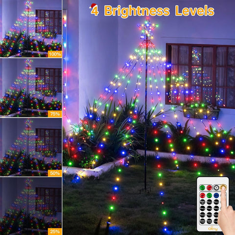 Christmas Tree Lights 340 LED Multicoloured Outdoor Fairy Lights with Star & Remote