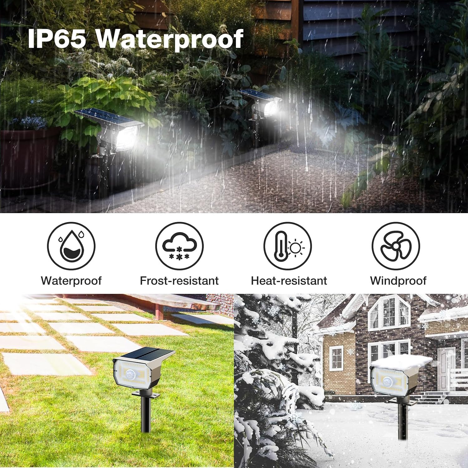 nipify 4 Pack Motion Sensor Solar Lights Outdoor, 56 LED Solar Spot Lights, 3 Lighting Modes, IP65 Waterproof Garden Uplighters Solar Powered, 6500K Cool White for Yard Pathway Driveway