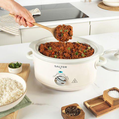 Salter Retro Cream 3.5L Slow Cooker – 3 Heat Settings & Keep Warm