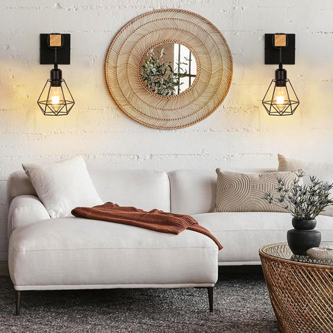 Vintage Wood Industrial Wall Light E27