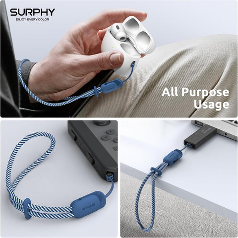 SURPHY Wrist Strap Lanyard for Phone 2 Pack Adjustable Blue Jay & Grey