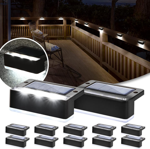 Solpex Solar Deck Lights 12 Pack, Waterproof Led Lights for Outdoor Stairs, Step, Fence, Yard, Patio, and Pathway(Cold White, Black)