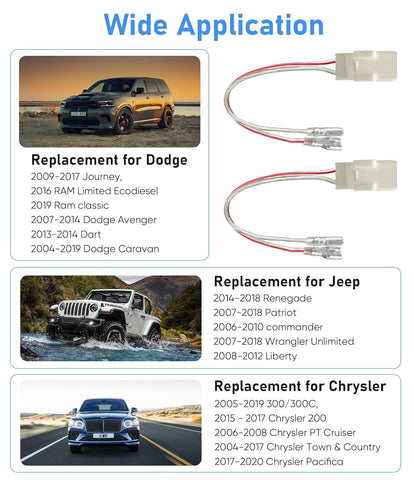 Car Door Speaker Wiring Harness Connector Plug for Jeep, Chrysler & Dodge Vehicles