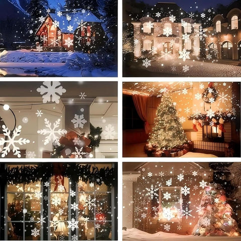 Christmas Projector LED Light – Waterproof Snowflake, Snowman & Christmas Tree Projection Light for Indoor & Outdoor Festive Decoration