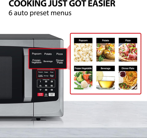 23L Digital Microwave Oven with Express Cook, Auto Defrost & Timer